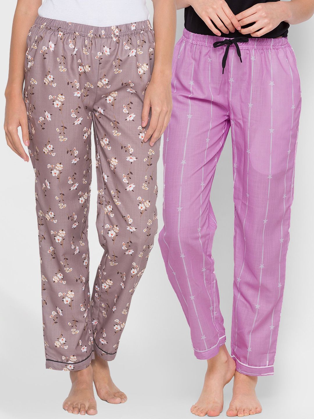 FashionRack Women Pack of 2 Printed Lounge Pants Price in India