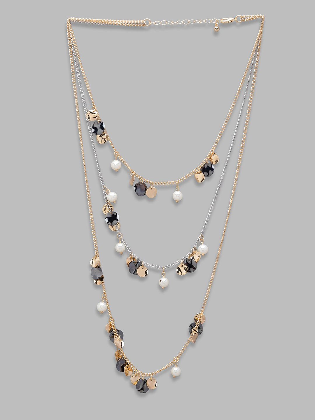 Globus Gold-Plated White & Black Layered Necklace Price in India