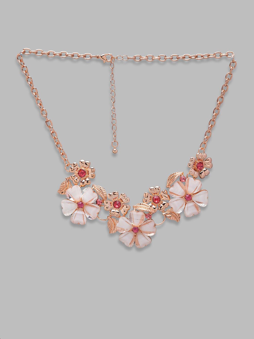 Globus Rose Gold & Pink Rose Gold-Plated Floral Necklace Price in India