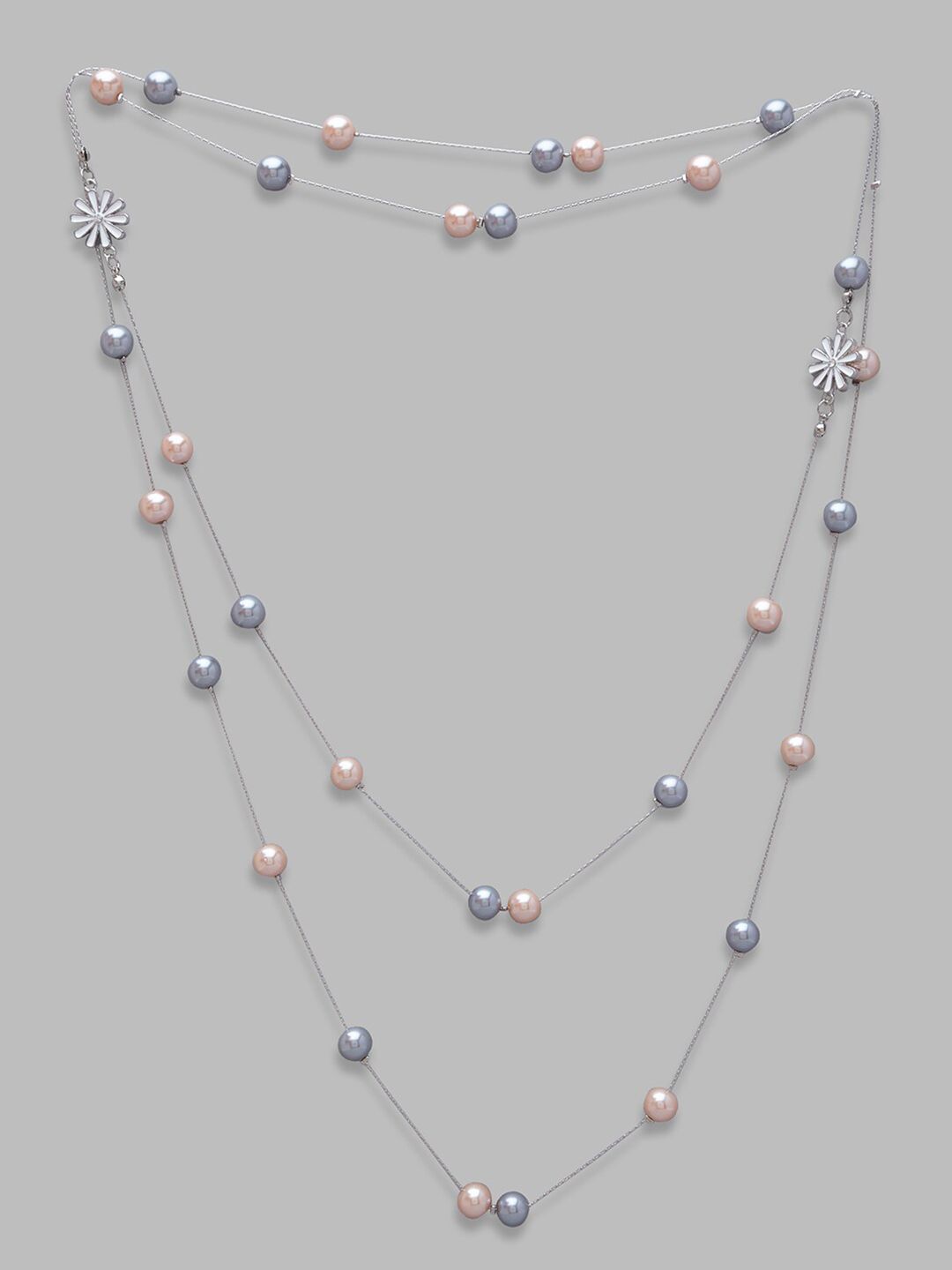 Globus Silver-Toned & White Silver-Plated Necklace Price in India