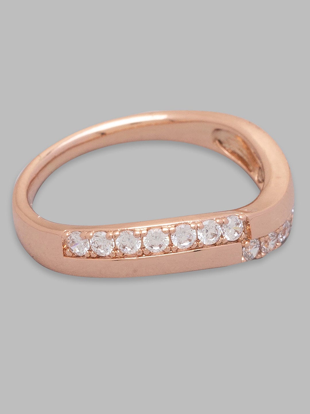 Globus Women Rose Gold-Plated White CZ-Studded Finger Ring Price in India