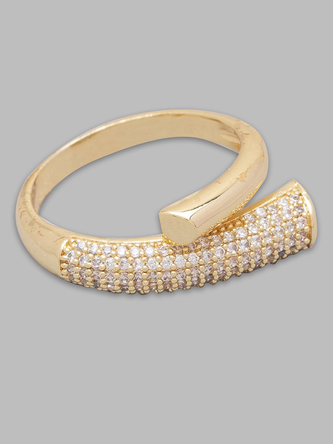 Globus White Gold-Plated CZ Studded Finger Ring Price in India