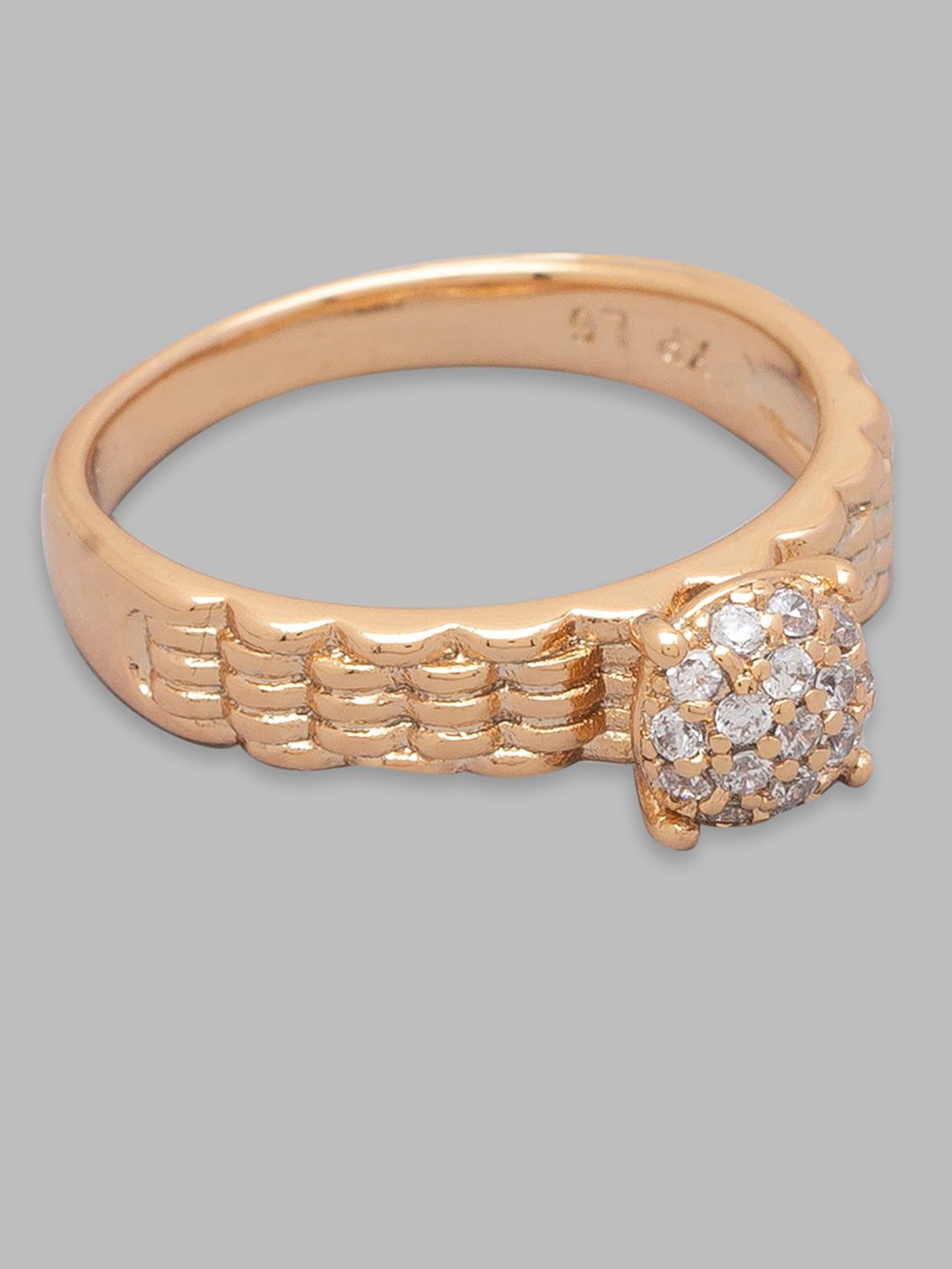 Globus Women Gold-Plated & White CZ-Stone Studded Finger Ring Price in India