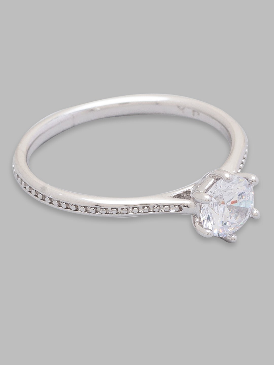 Globus Silver-Plated White CZ-Stone Studded Finger Ring Price in India