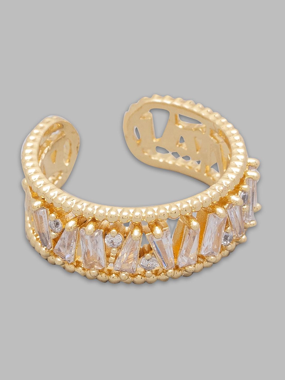 Globus Gold-Plated & White Stone-Studded Finger Ring Price in India
