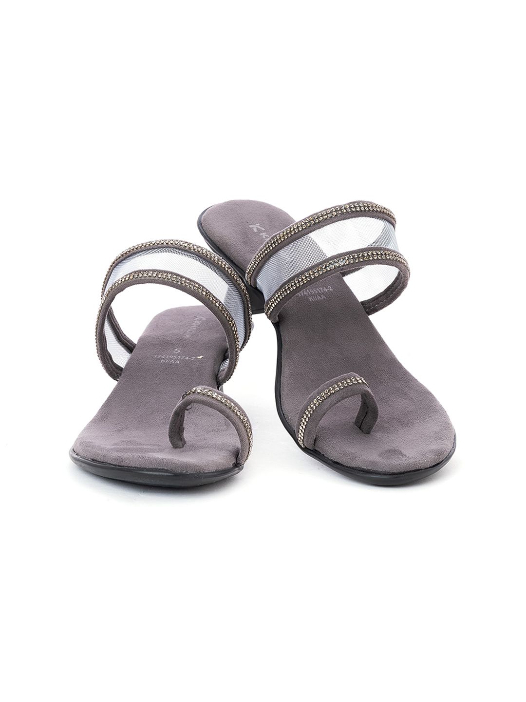 Khadims Grey Textured Block Peep Toes Price in India