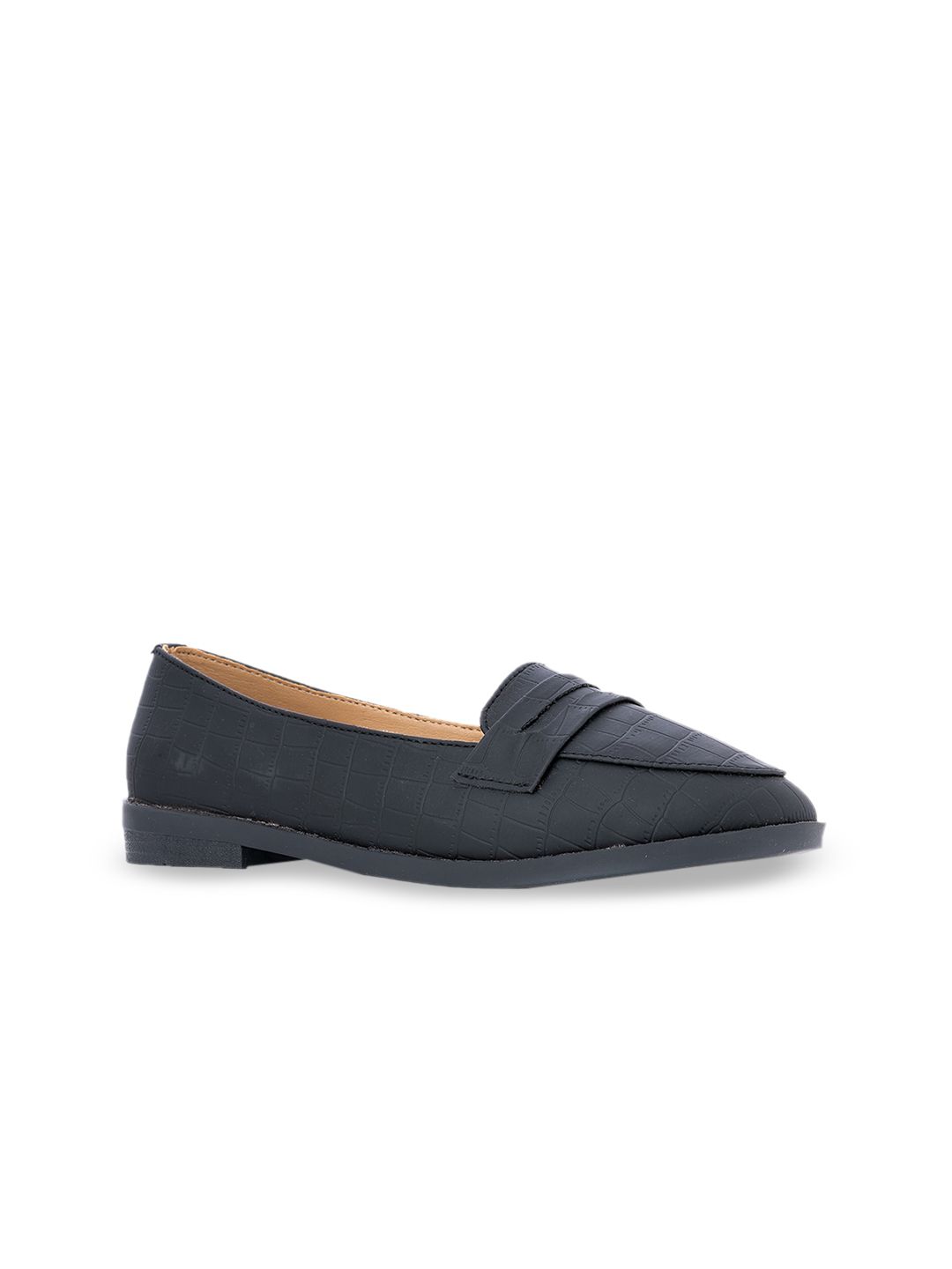 Khadims Women Black Synthetic Slip-On Loafers Price in India