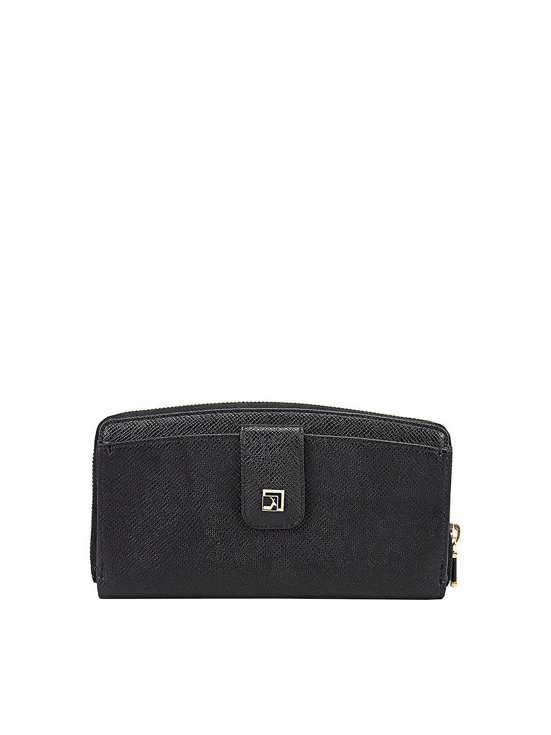 Da Milano Women Black Leather Zip Around Wallet Price in India