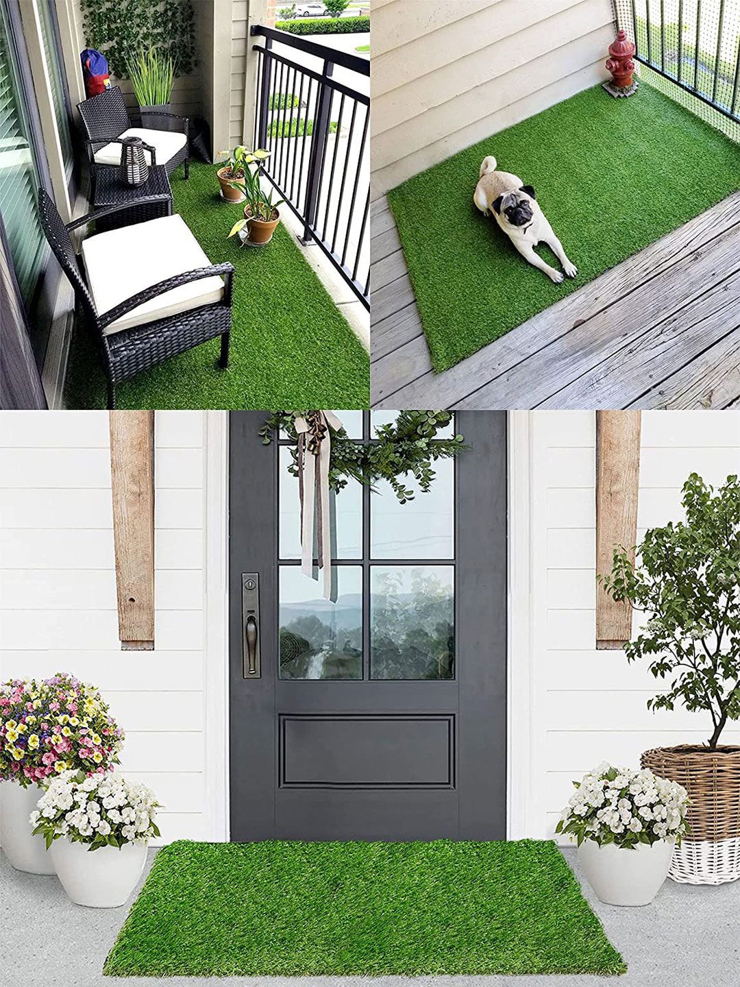 LUXEHOME INTERNATIONAL Green Anti-Skid Artificial Grass Doormat Price in India