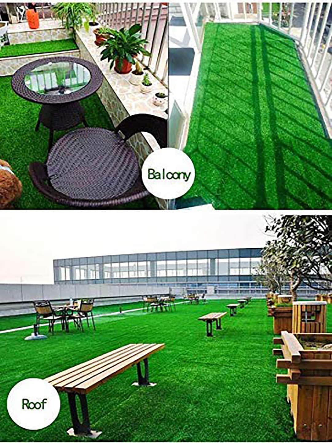 LUXEHOME INTERNATIONAL Green Artificial Grass Solid  Water Resistant Floor Mat Price in India