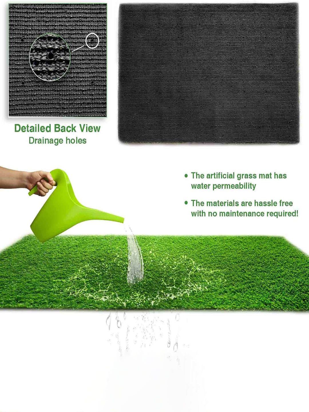 LUXEHOME INTERNATIONAL Green Artificial Grass Solid Water Resistance Floor Mat Price in India