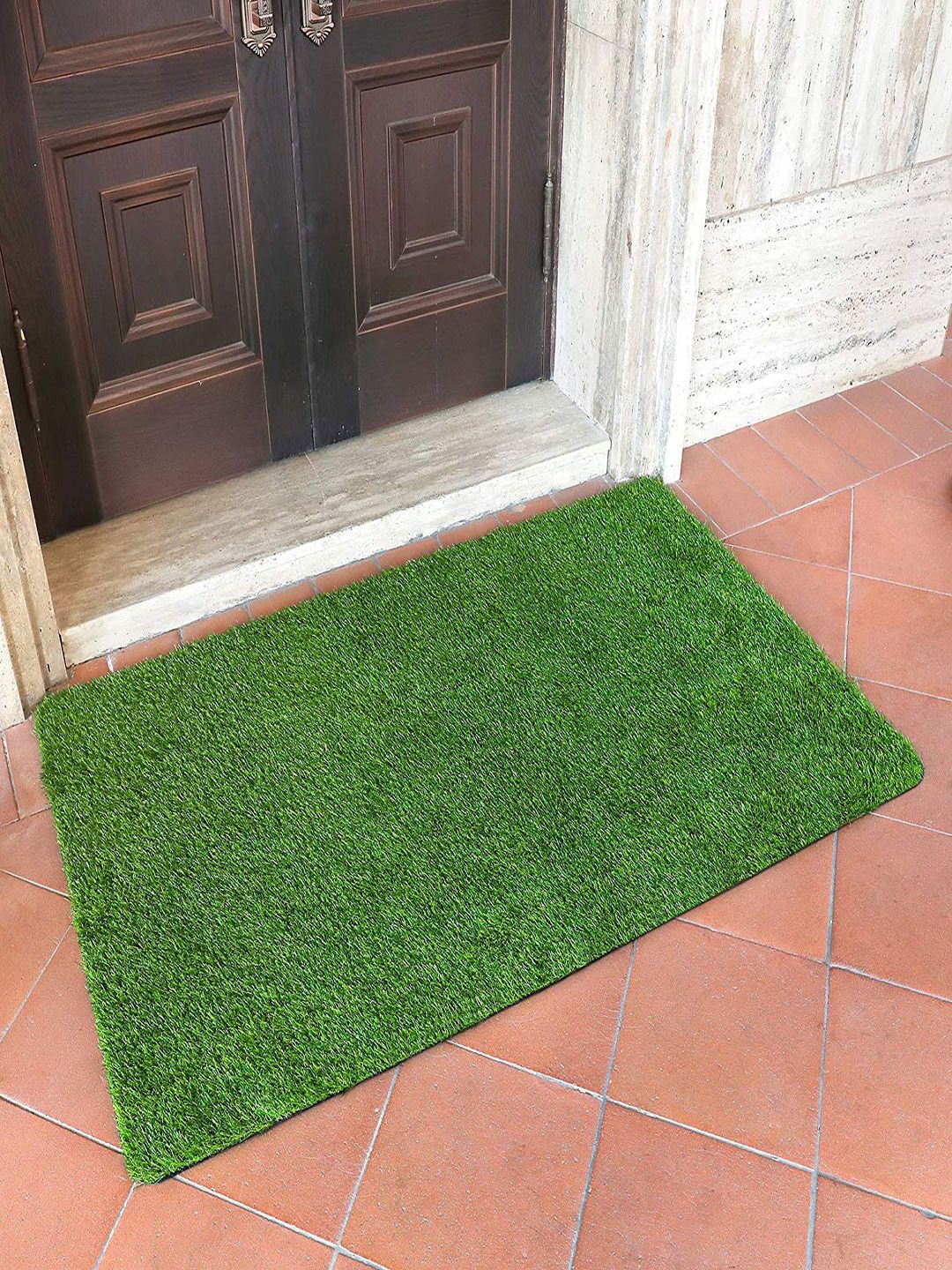 LUXEHOME INTERNATIONAL Green Solid Artificial Grass UV Resistant Floor Runner Price in India