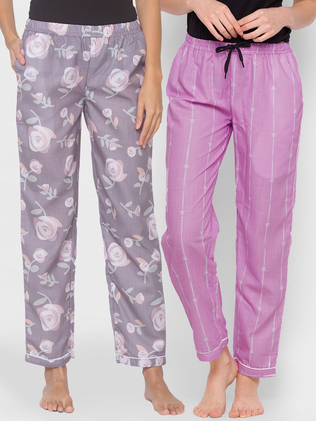 FashionRack Pack of 2 Printed Cotton Lounge Pants Price in India