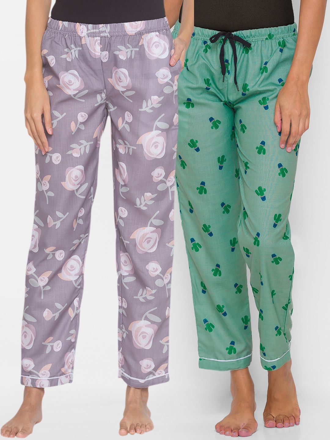 FashionRack Women Pack of 2 Printed Lounge Pants Price in India