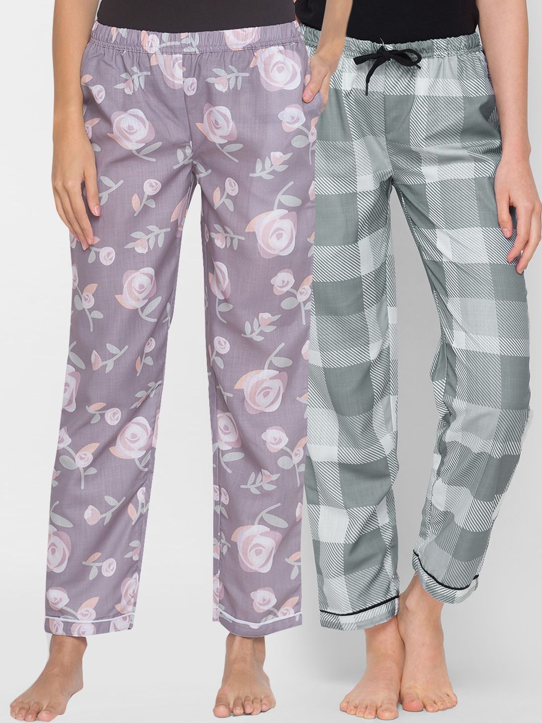 FashionRack Women Pack of 2 Printed Cotton Lounge Pants Price in India