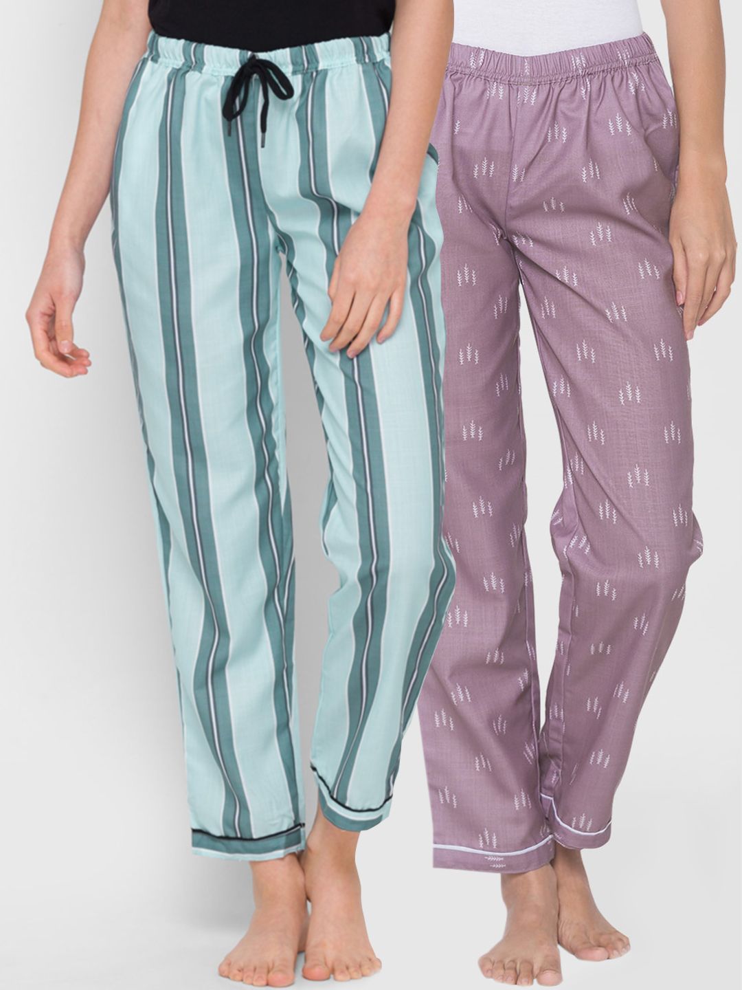 FashionRack Women Pack of 2 Printed Cotton Lounge Pants Price in India