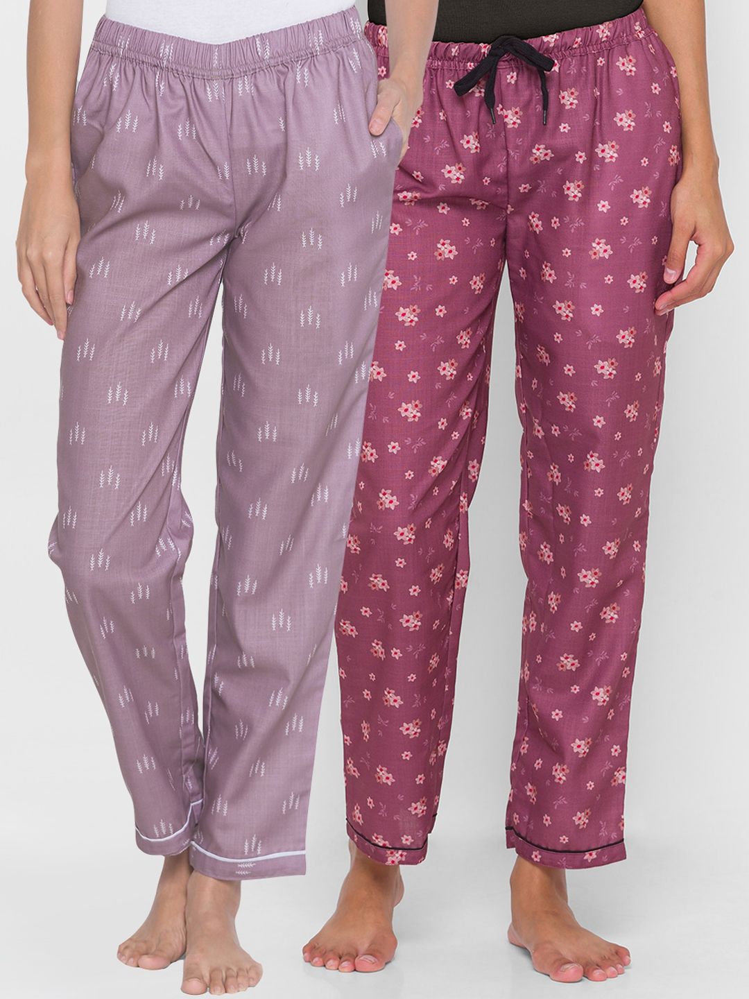 FashionRack Women Pack of 2 Printed Cotton Lounge Pants Price in India