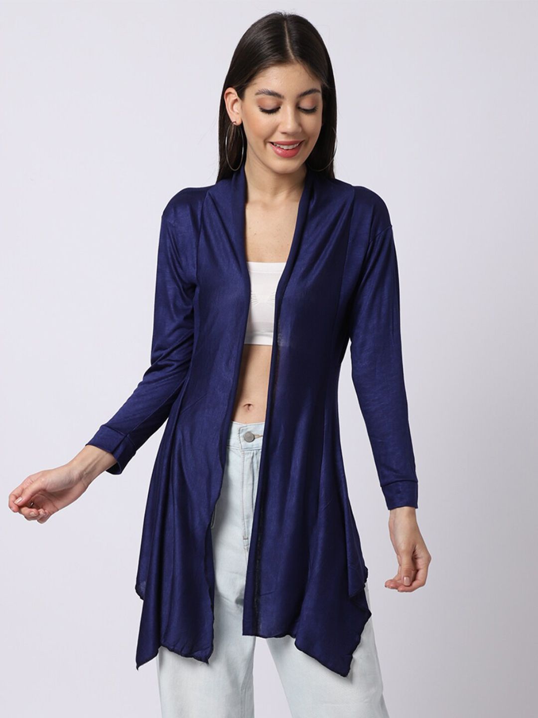 UnaOne Women Navy Blue Shrug Price in India