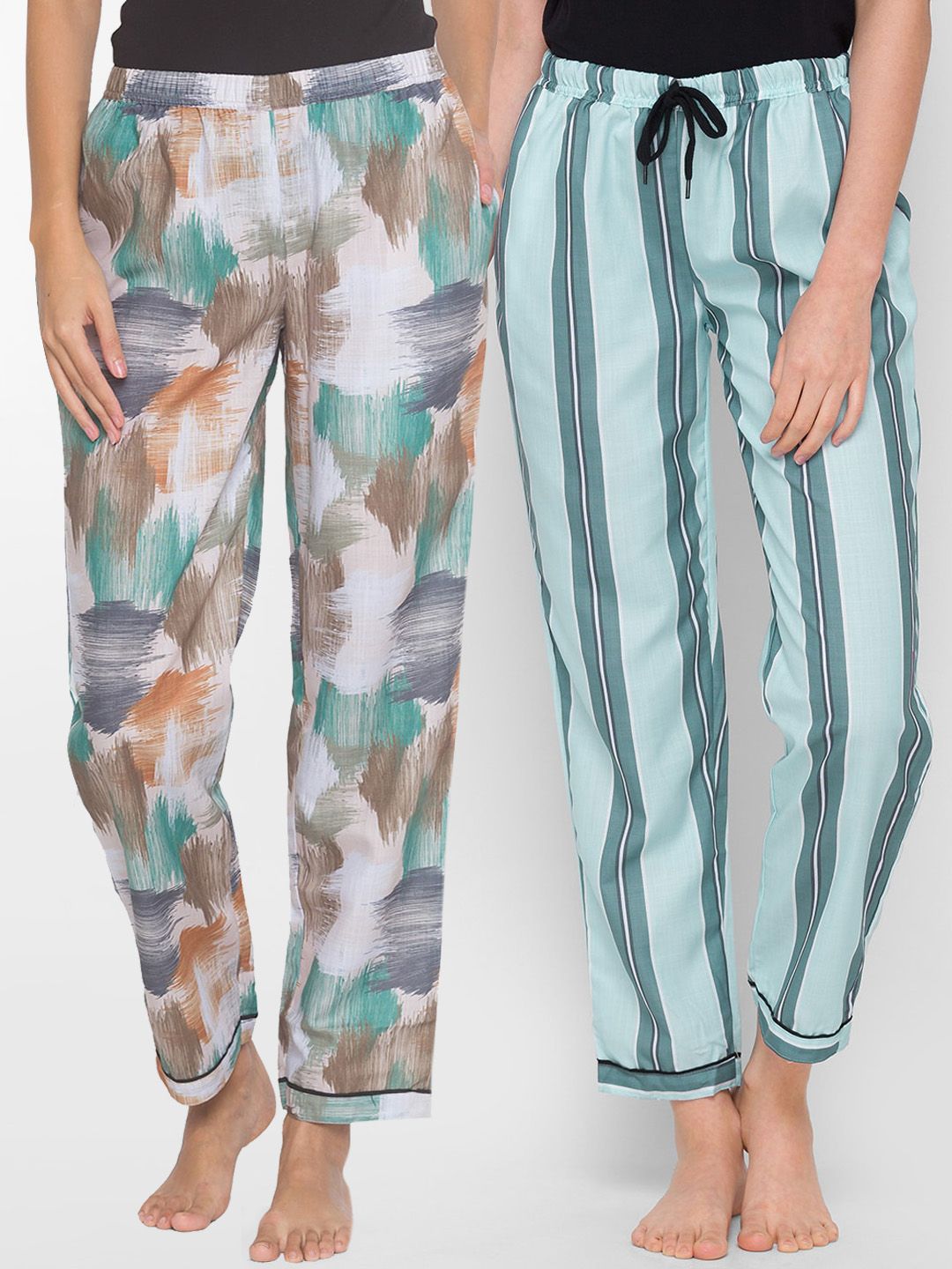 FashionRack Women Pack of 2 Printed Lounge Pants Price in India