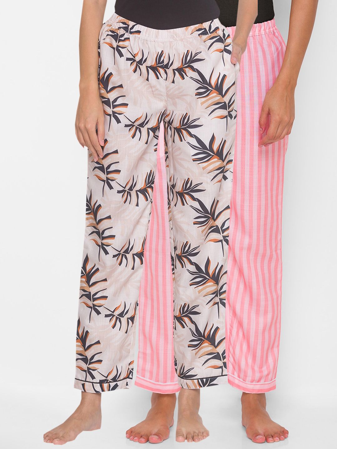 FashionRack Women Pack of 2 Printed Cotton Lounge Pants Price in India