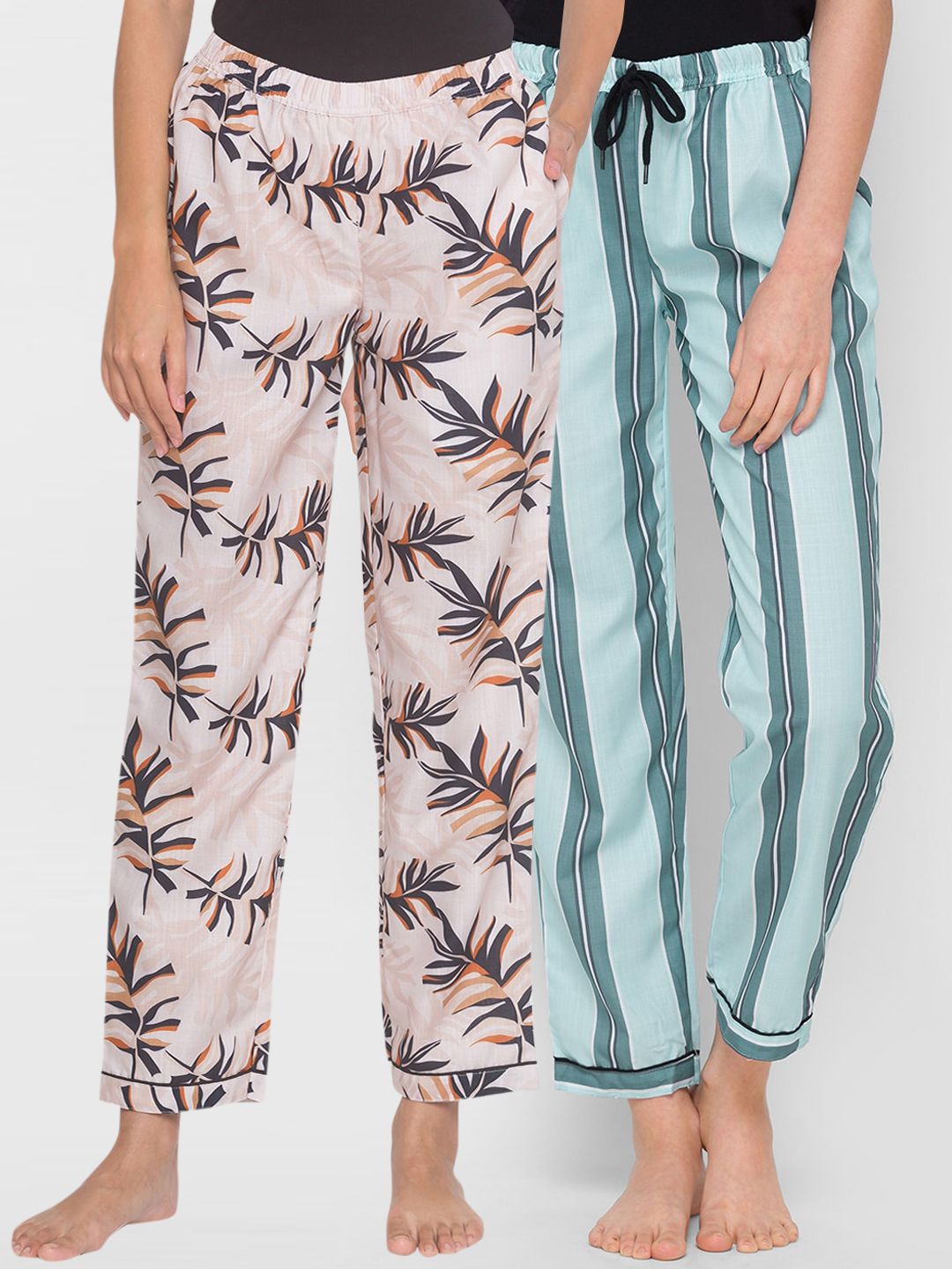 FashionRack Women Pack of 2 Printed Cotton Lounge Pants Price in India