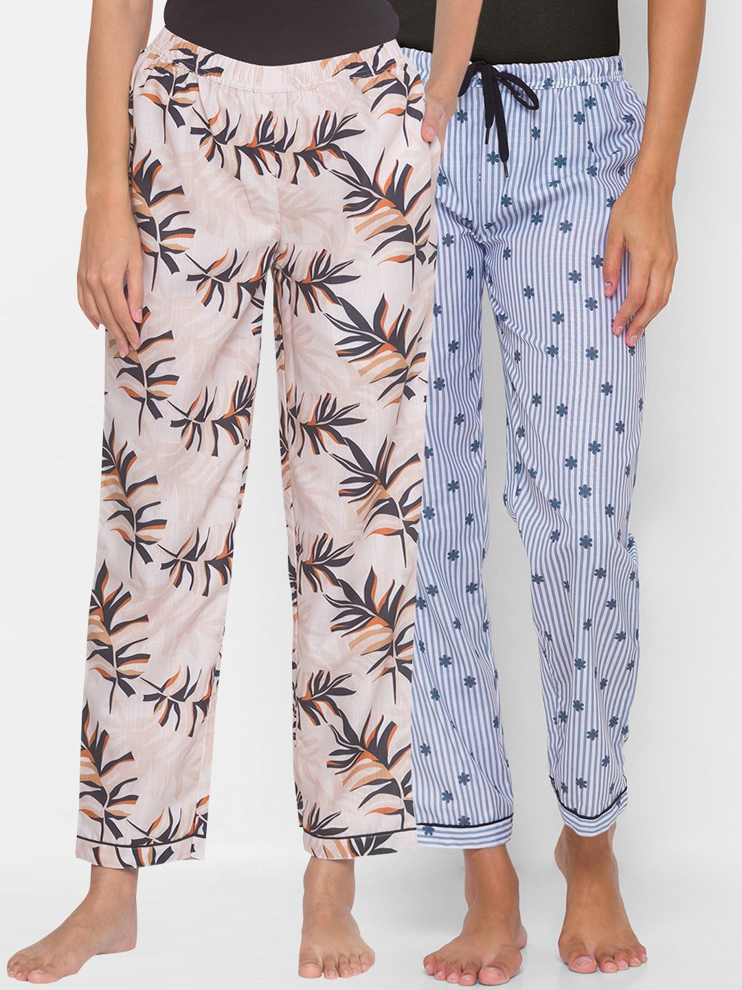 FashionRack Pack Of 2 Printed Cotton Lounge Pants Price in India