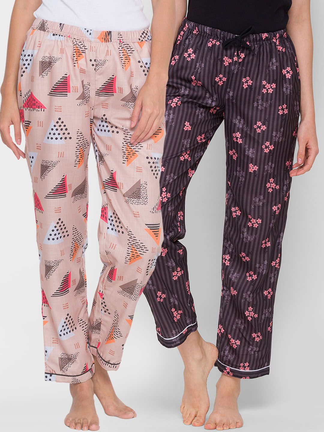 FashionRack Pack of 2 Printed Cotton Lounge Pants Price in India