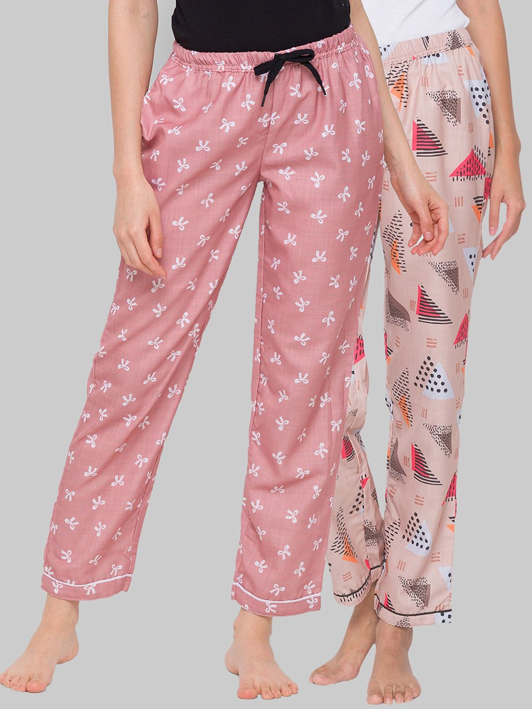 FashionRack Pack Of 2 Printed Cotton Lounge Pants Price in India