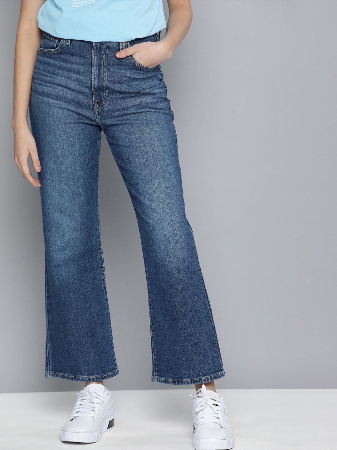 Levis Women Blue Bootcut Fit High-Rise Light Fade Stretchable Jeans Price in India