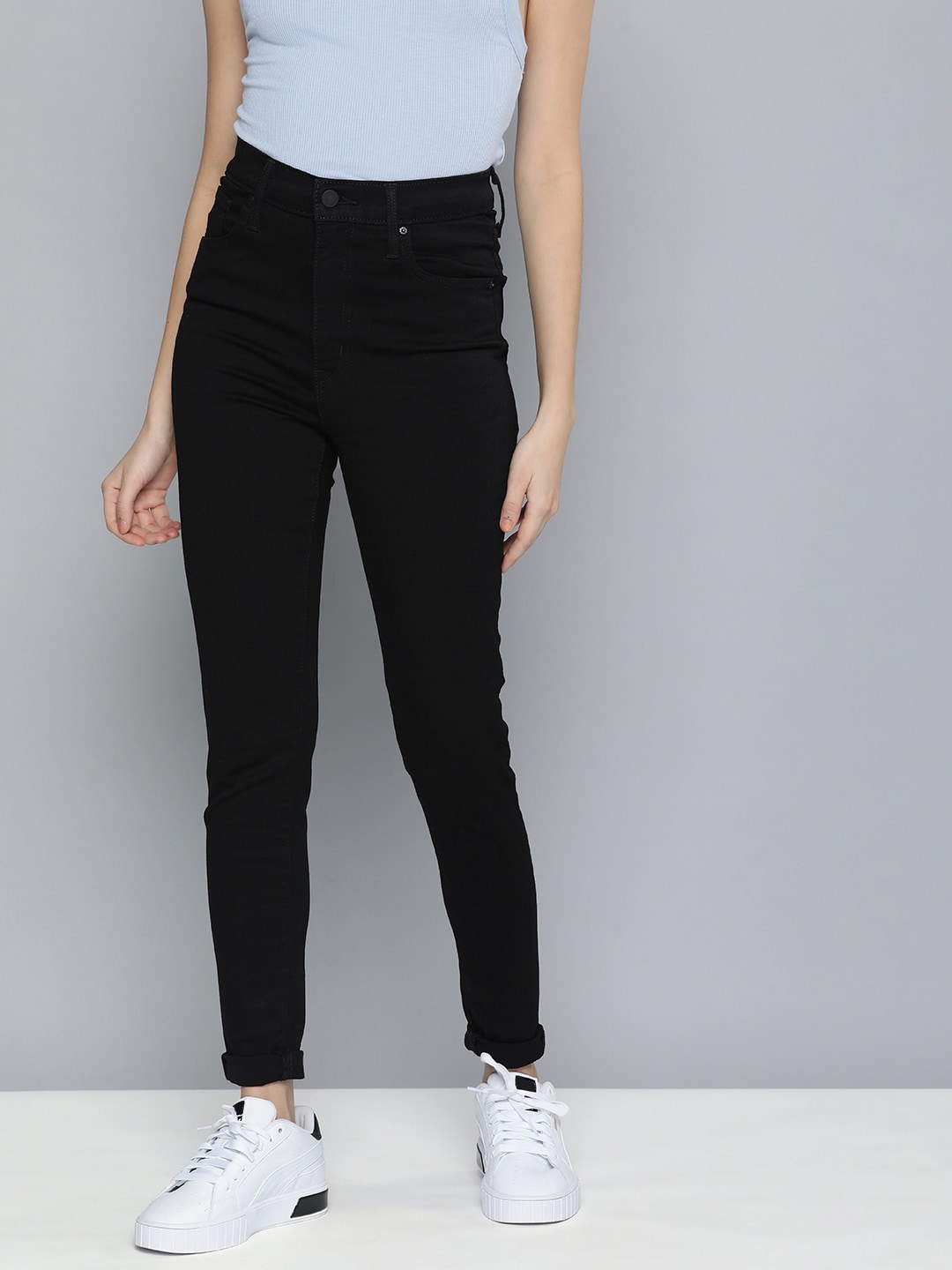 Levis Women Black Mile Super Skinny Fit High-Rise Stretchable Jeans Price in India