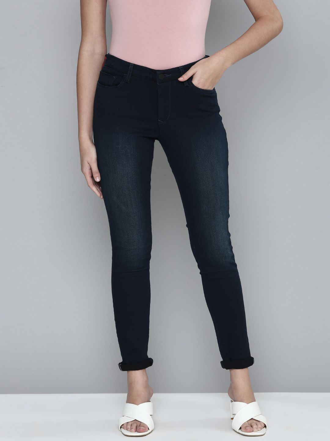 Levis Women Navy Blue Skinny Fit Light Fade Stretchable Casual Jeans Price in India