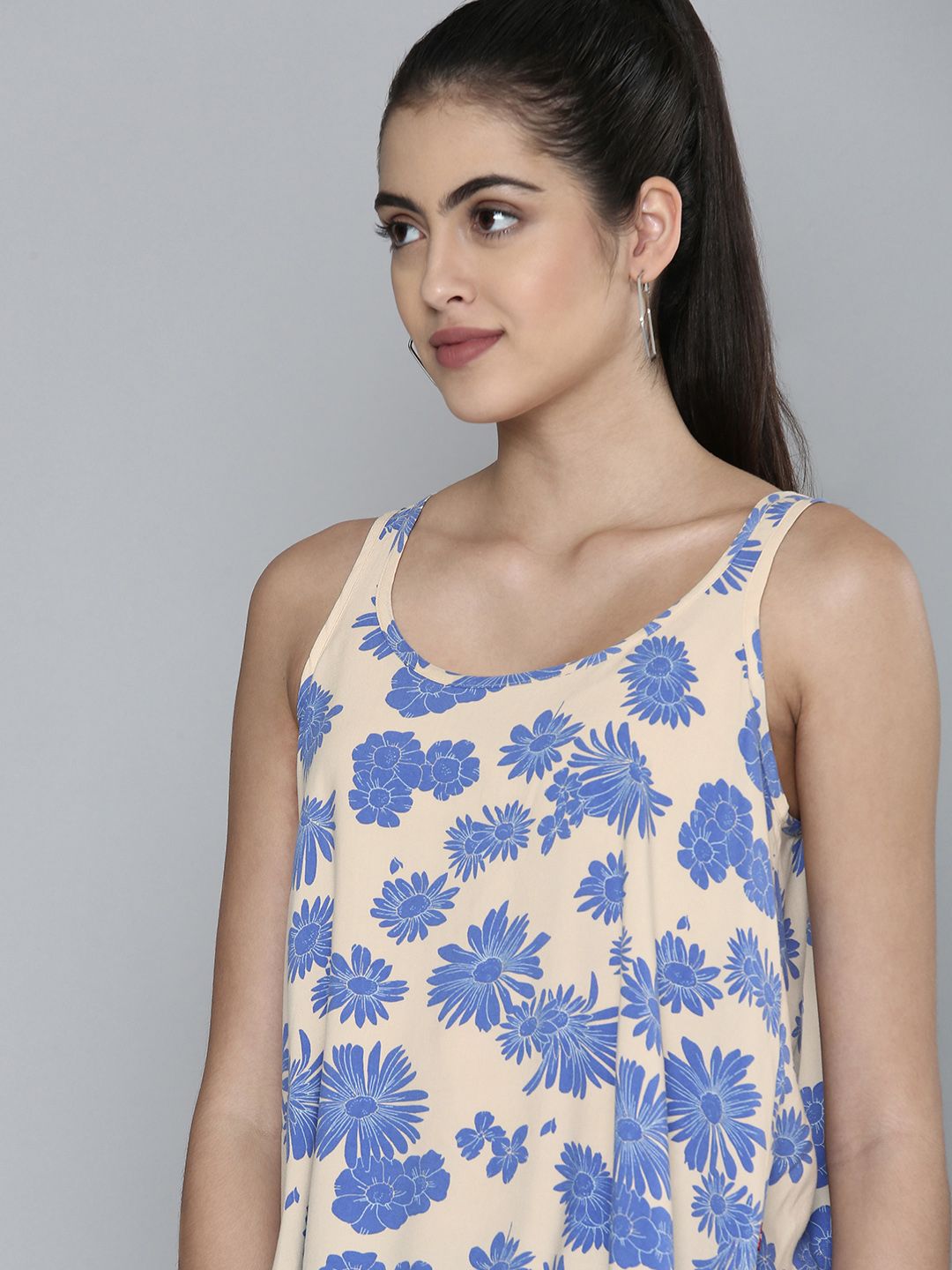 Levis Women Cream-Coloured & Blue Floral Print Top Price in India