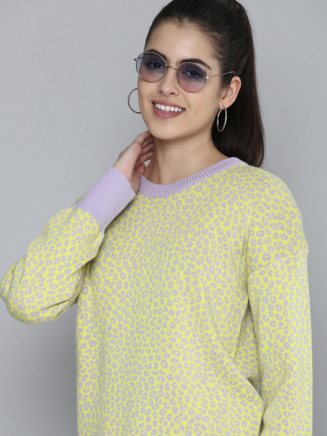 Levis Women Yellow & Lavender Printed Sweatshirt Price in India