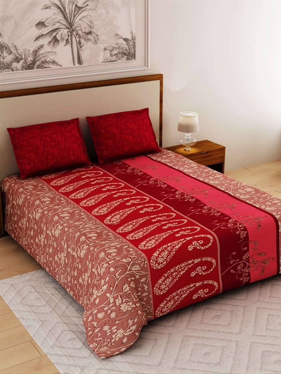 Salona Bichona Unisex Pink Bedsheets Price in India