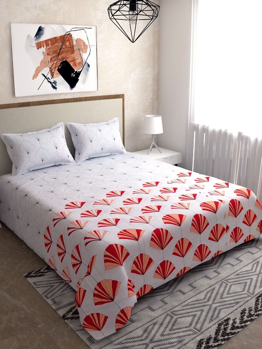 Salona Bichona Unisex Red Bedsheets Price in India