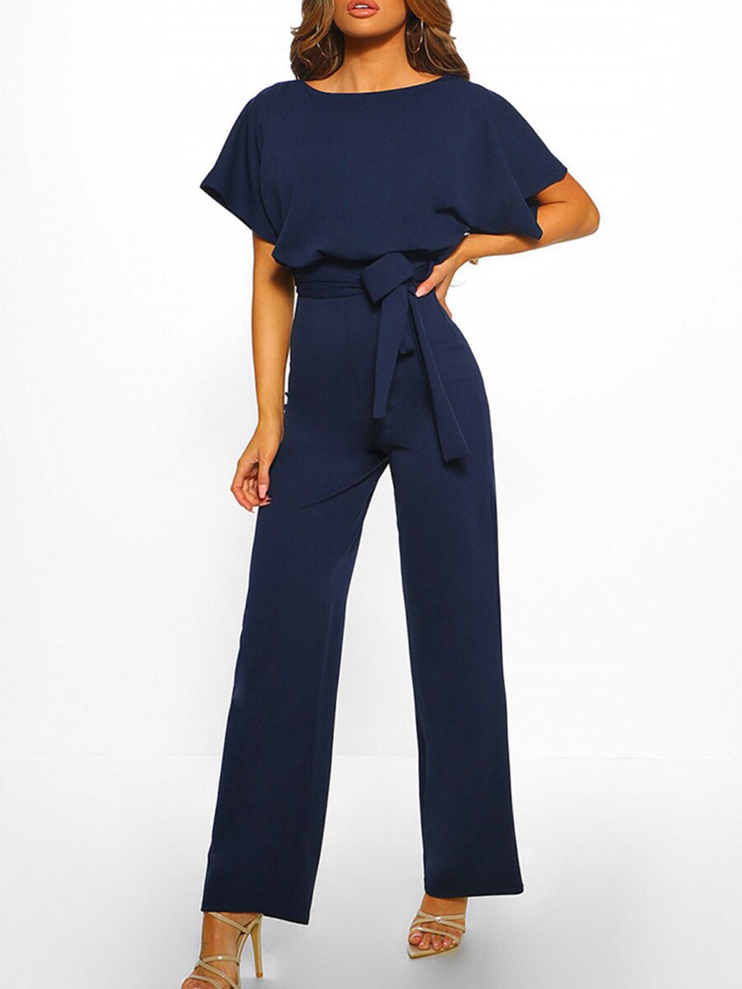 URBANIC Navy Blue Basic Jumpsuit Price in India