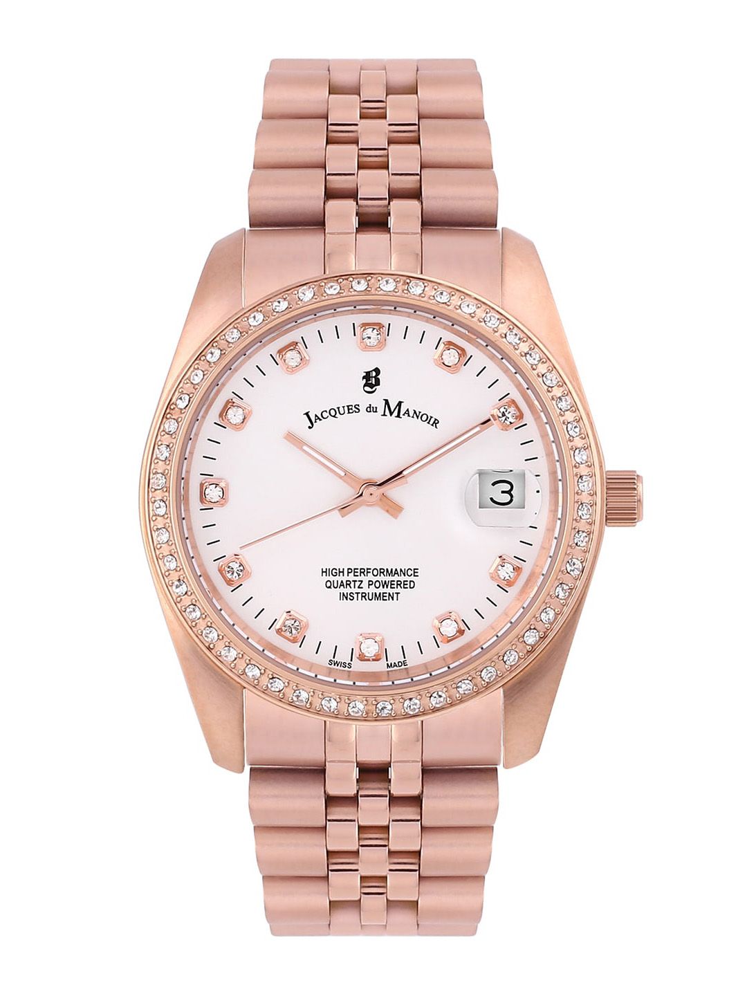 JACQUES du MANOIR Women Silver-Toned Dial & Rose Gold Toned Analogue Watch NRO.15 Price in India