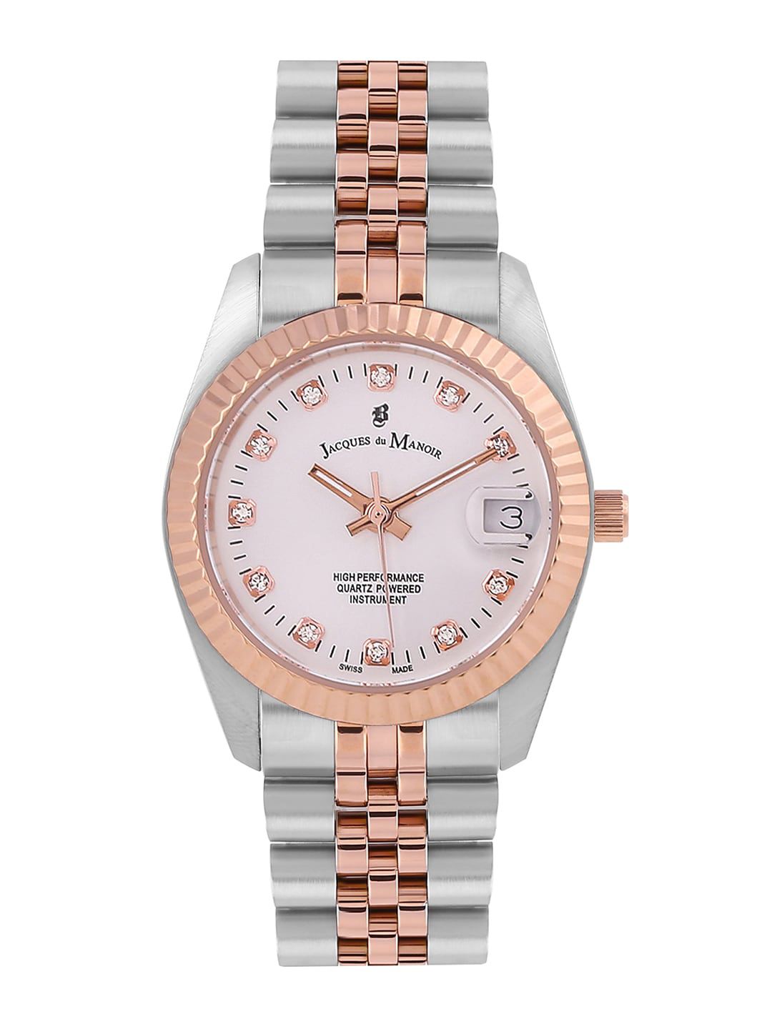 JACQUES du MANOIR Inspiration Swiss Made Analogue CZ Silver Women's Watch- NRO.24 Price in India