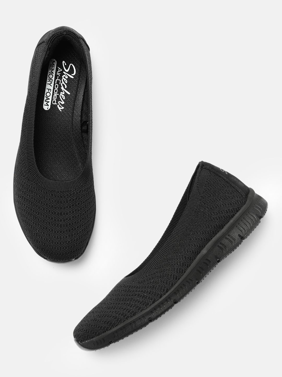 Skechers Women Black Textured Be Cool Wonderstruck Vegan Regular Slip-On Sneakers Price in India