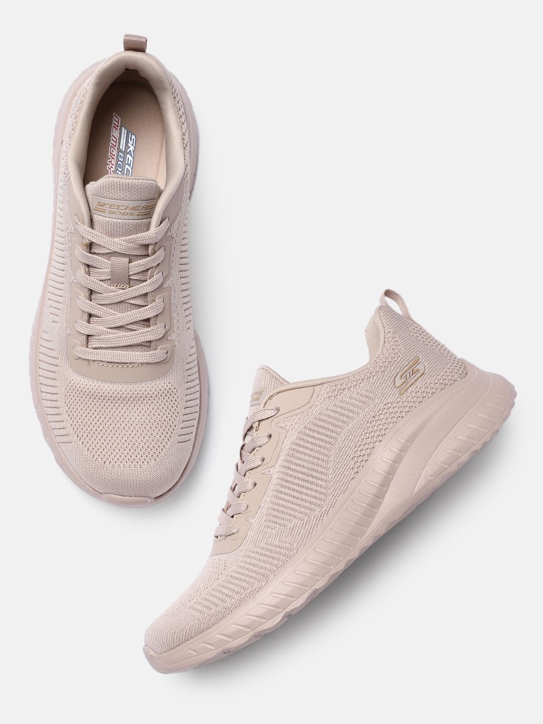 Skechers Women Nude-Coloured BOBS SQUAD CHAOS - FACE OFF Sneakers Price in India