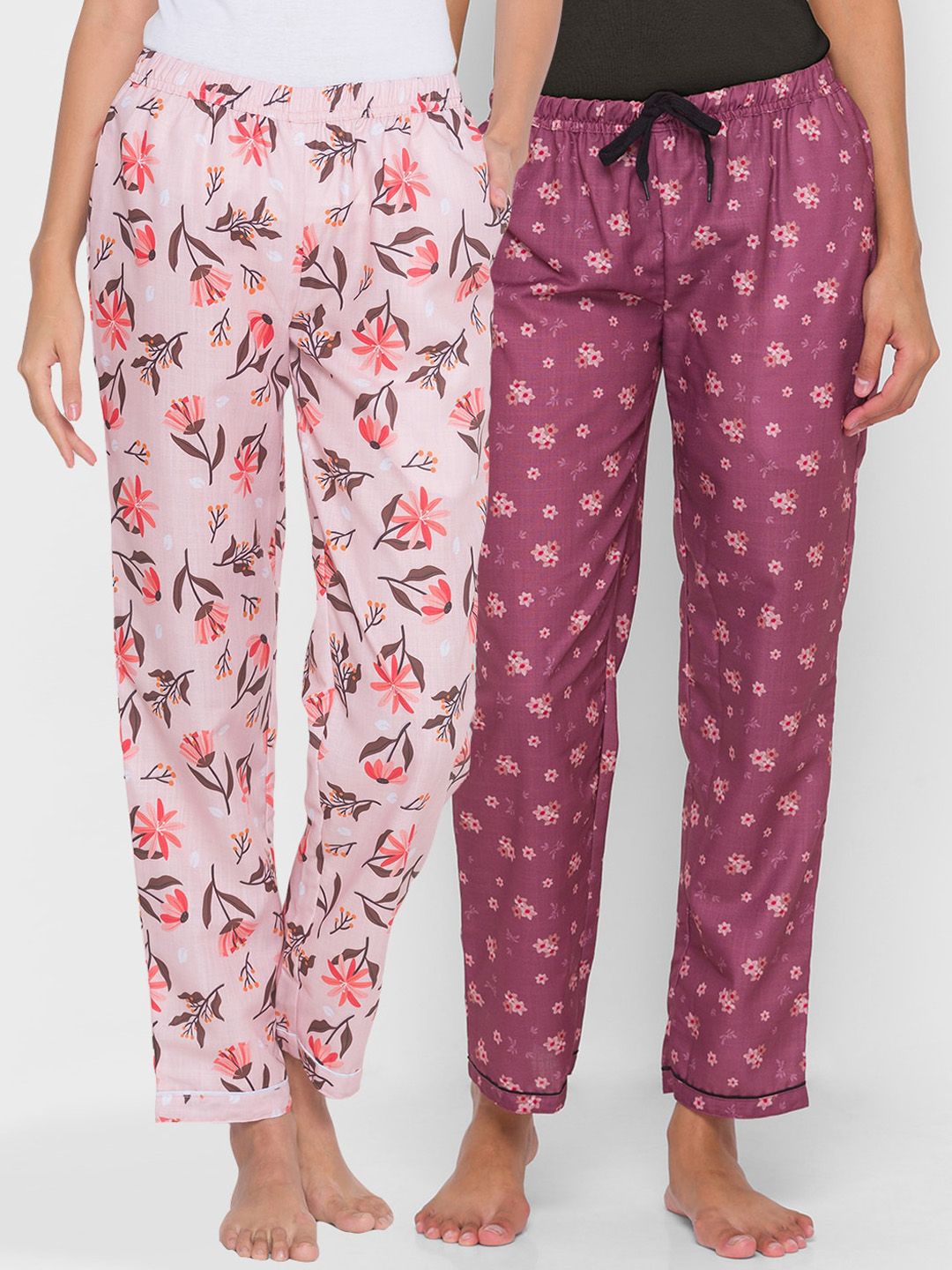 FashionRack Women Pack of 2 Printed Lounge Pants Price in India