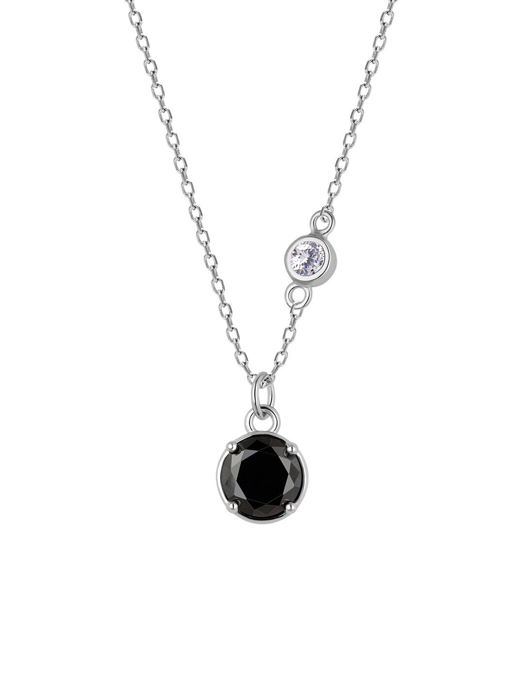GIVA Silver-Toned & Black Sterling Silver Rhodium-Plated Necklace Price in India