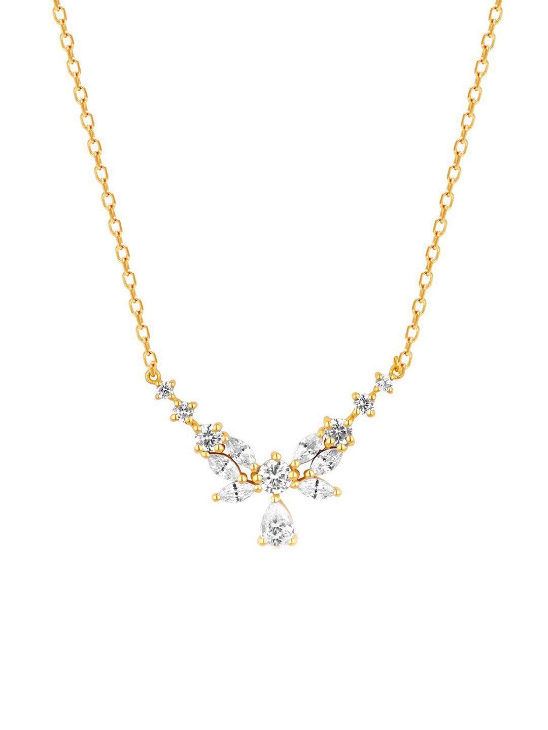 GIVA Gold-Toned & White Sterling Silver Gold-Plated Necklace Price in India