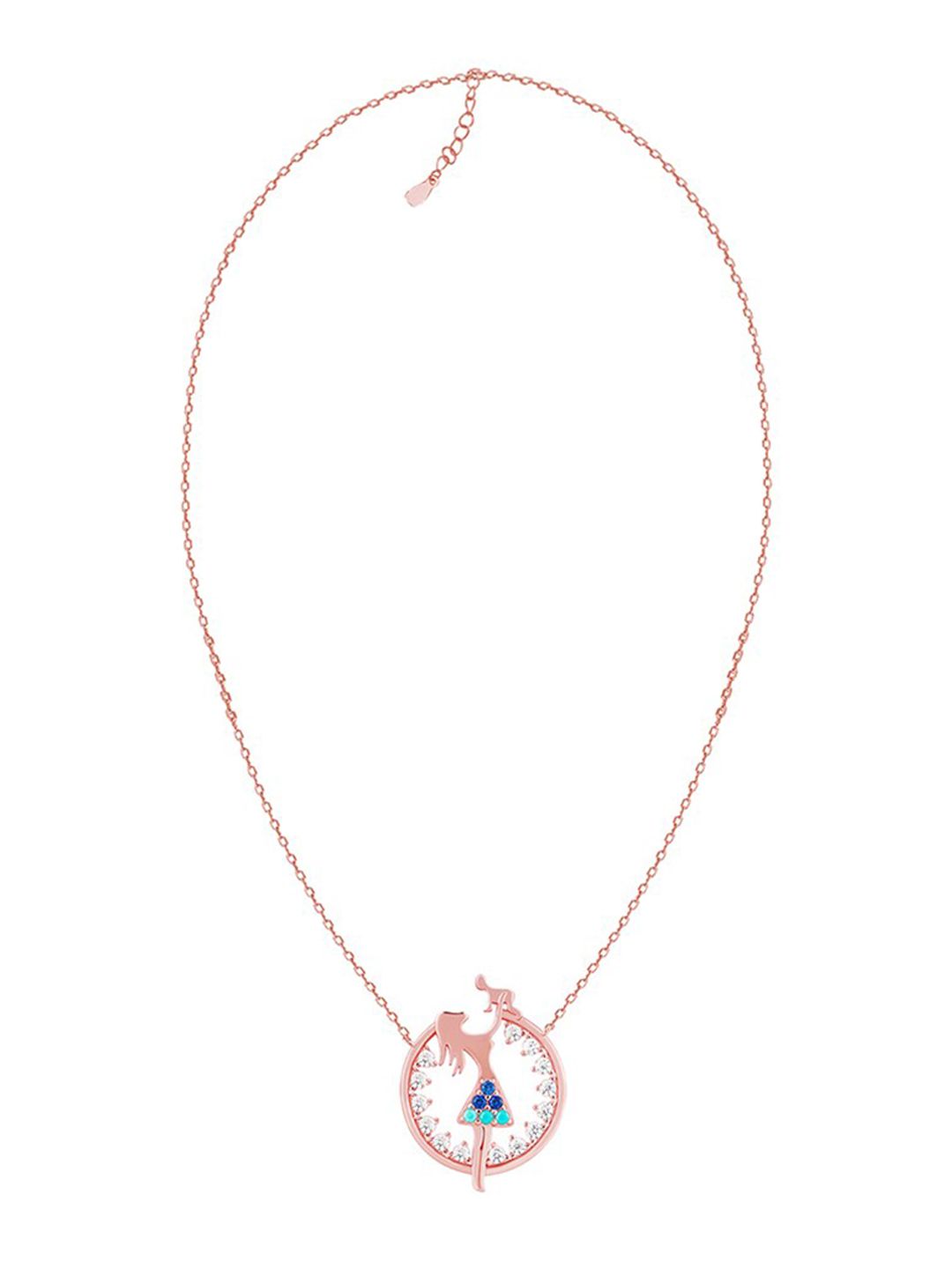 GIVA Rose Gold-Plated Blue & White 925 Sterling Silver Necklace Price in India