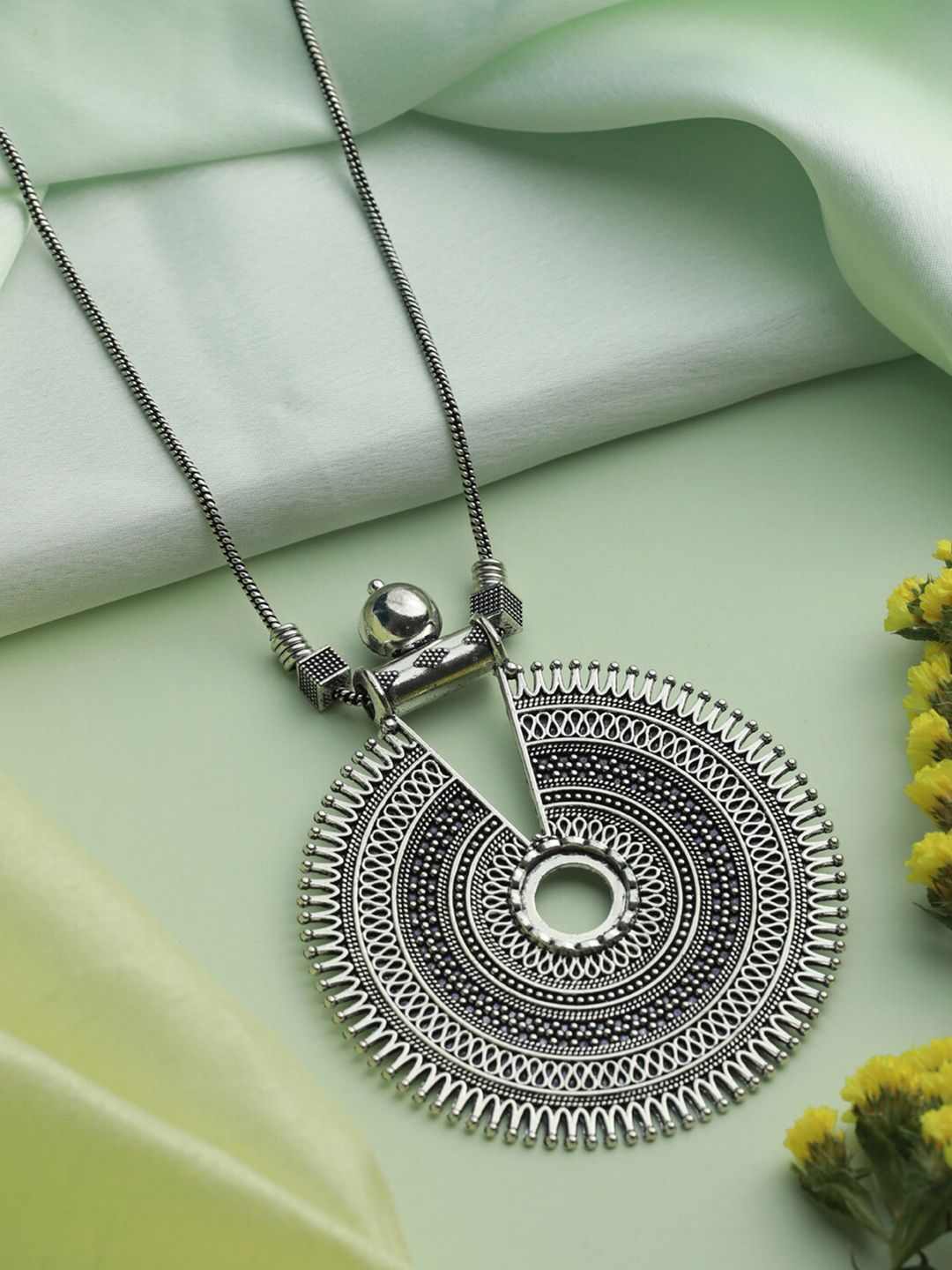 Priyaasi Silver-Toned German Silver Silver-Plated Necklace Price in India