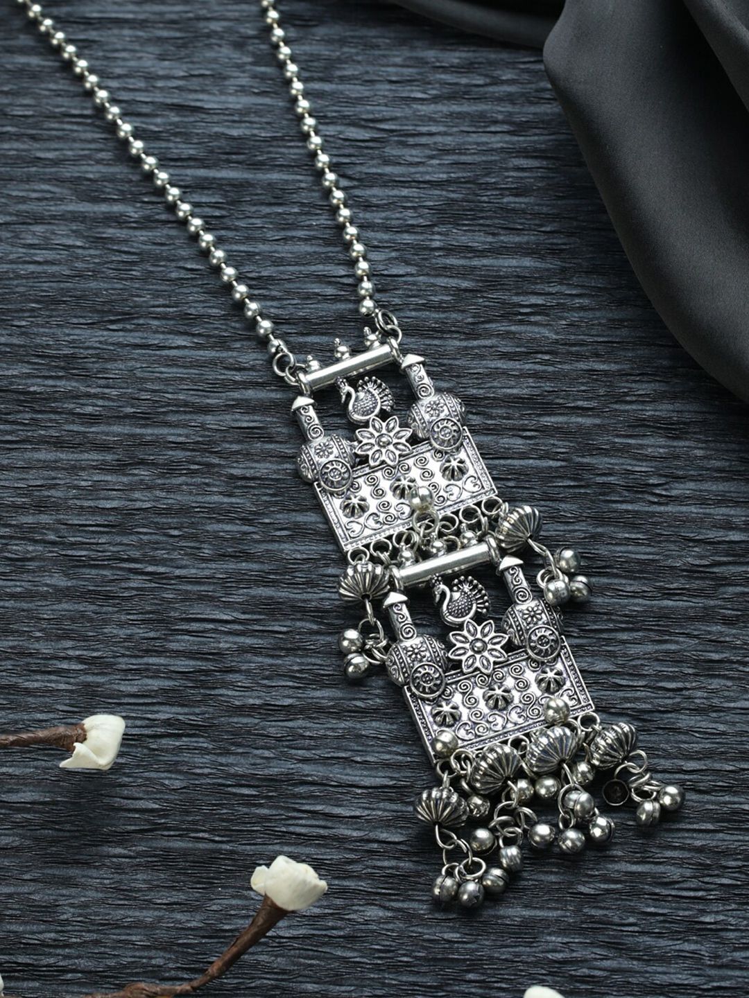 Priyaasi Silver-Plated Oxidised Necklace Price in India
