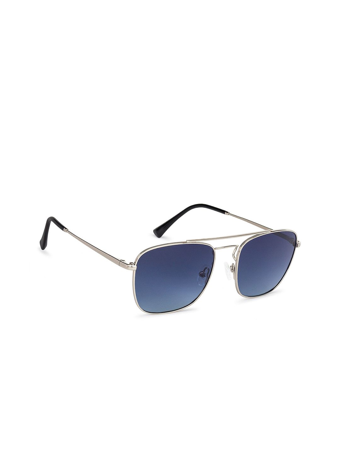 John Jacobs Unisex Blue Lens & Silver-Toned Square Sunglasses with Polarised and UV Protected Lens