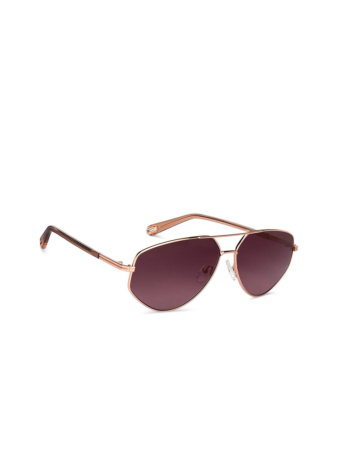 John Jacobs Unisex Brown Lens & Gold-Toned Aviator Sunglasses with UV Protected Lens