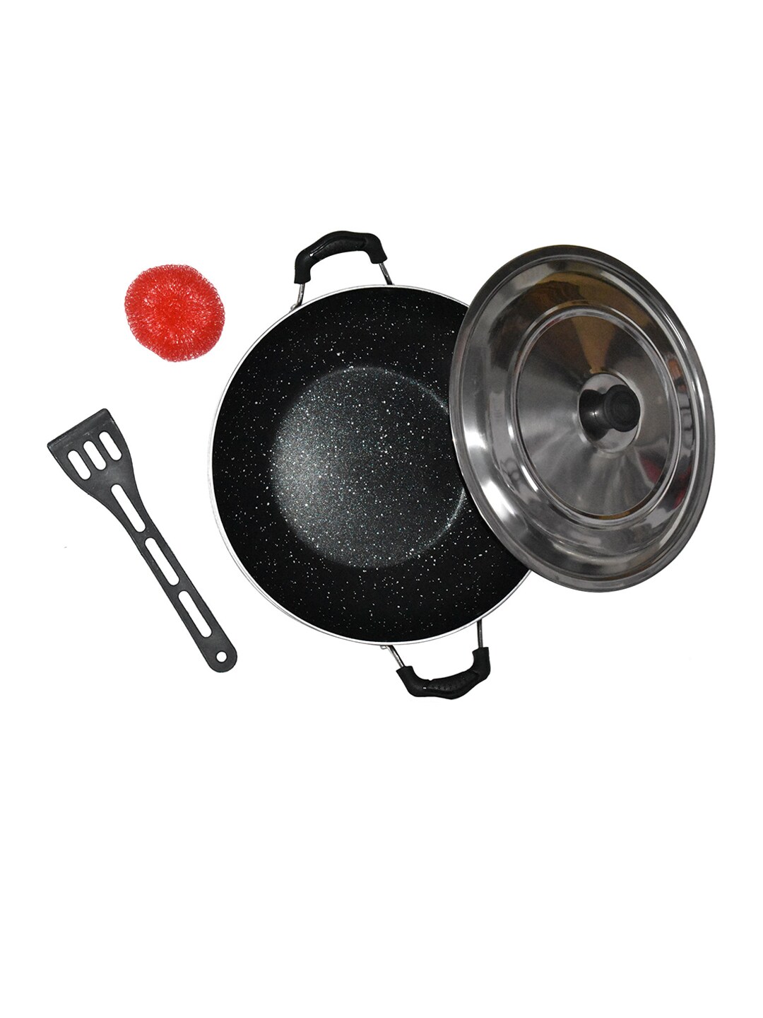 Eslite Maroon Deep Aluminum Non Stick  Scratch Resistant Kadai With Lid Price in India