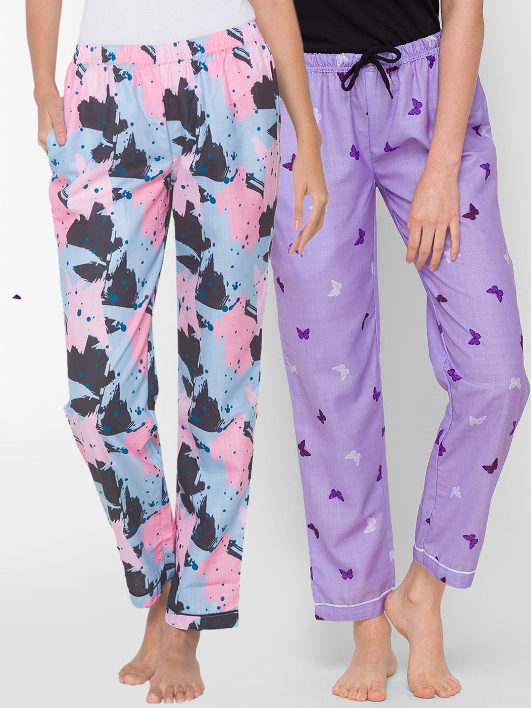 FashionRack Women Pack of 2 Printed Lounge Pants Price in India